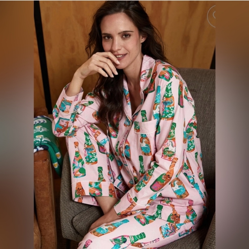 Printfresh Pajama Set Pop The Bubbly Champagne Bottles XS NWOT